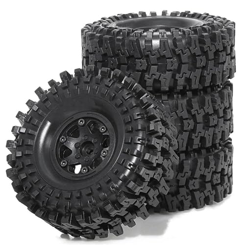 VBNYBA Reifen Kunststoff Räder Kompatibel Mit Axial Für YIKONG Für SCX10 90046 Für RR10 Reifen + Radnabe Für R160 1/10 1,9-Zoll-RS-Reifen Fernbedienungs-Raupenauto, 4 Stück(Black) von VBNYBA