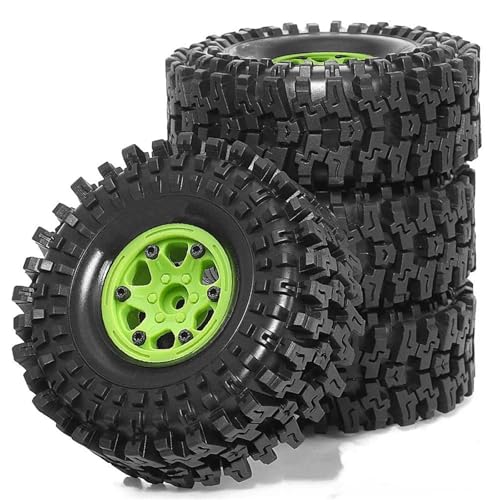 VBNYBA Reifen Kunststoff Räder Kompatibel Mit Axial Für YIKONG Für SCX10 90046 Für RR10 Reifen + Radnabe Für R160 1/10 1,9-Zoll-RS-Reifen Fernbedienungs-Raupenauto, 4 Stück(Green) von VBNYBA