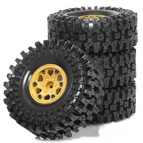 VBNYBA Reifen Kunststoff Räder Kompatibel Mit Axial Für YIKONG Für SCX10 90046 Für RR10 Reifen + Radnabe Für R160 1/10 1,9-Zoll-RS-Reifen Fernbedienungs-Raupenauto, 4 Stück(Yellow) von VBNYBA