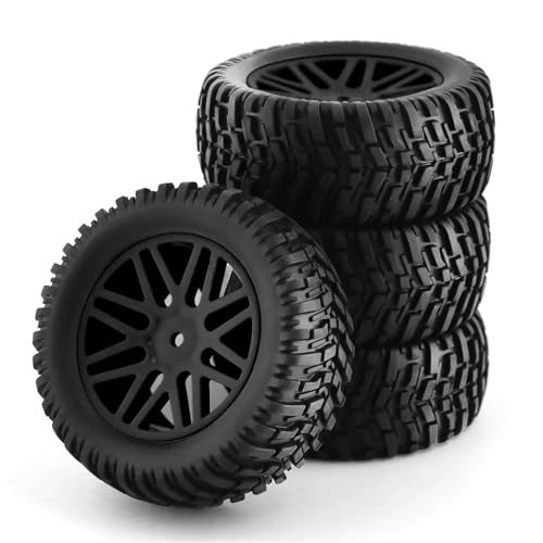 VBNYBA Reifen Kunststoff Räder Kompatibel Mit HSP 15502 94107 94170 94155 94177 Für HPI RC-Auto, 4-teilig, 1/10 Short Course Truck-Reifen, Reifenrad, 12 Mm Sechskant, 95 Mm Teile(Black) von VBNYBA