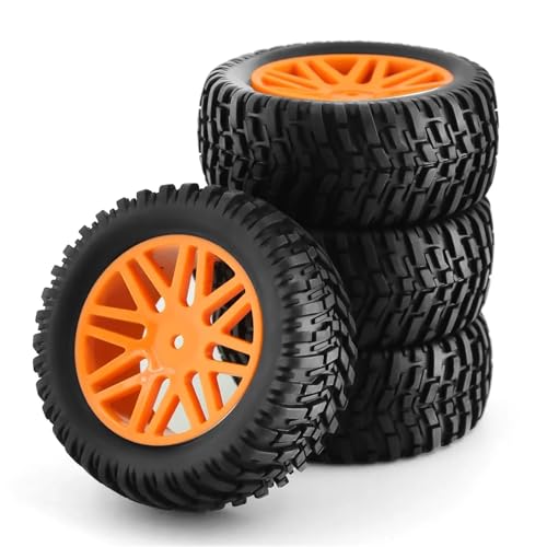 VBNYBA Reifen Kunststoff Räder Kompatibel Mit HSP 15502 94107 94170 94155 94177 Für HPI RC-Auto, 4-teilig, 1/10 Short Course Truck-Reifen, Reifenrad, 12 Mm Sechskant, 95 Mm Teile(Orange) von VBNYBA