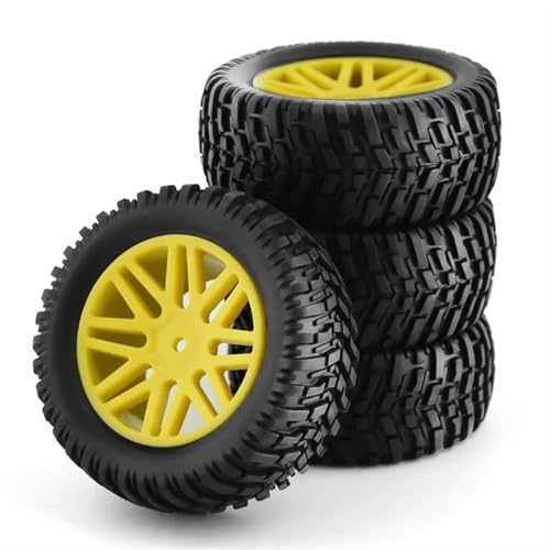 VBNYBA Reifen Kunststoff Räder Kompatibel Mit HSP 15502 94107 94170 94155 94177 Für HPI RC-Auto, 4-teilig, 1/10 Short Course Truck-Reifen, Reifenrad, 12 Mm Sechskant, 95 Mm Teile(Yellow) von VBNYBA
