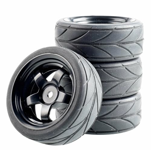 VBNYBA Reifen Kunststoff Räder Kompatibel Mit HSP Für HPI 6030-6081 1:10 On-Road Car Racing 4-teiliges RC-Gummireifen- Und Kunststoffrad(Black1) von VBNYBA