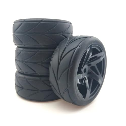 VBNYBA Reifen Kunststoff Räder Kompatibel Mit HSP Für HPI 6030-6081 1:10 On-Road Car Racing 4-teiliges RC-Gummireifen- Und Kunststoffrad(Black2) von VBNYBA