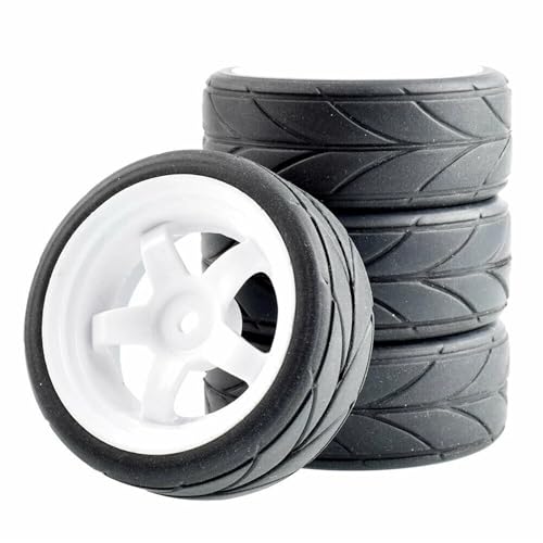 VBNYBA Reifen Kunststoff Räder Kompatibel Mit HSP Für HPI 6030-6081 1:10 On-Road Car Racing 4-teiliges RC-Gummireifen- Und Kunststoffrad(White) von VBNYBA