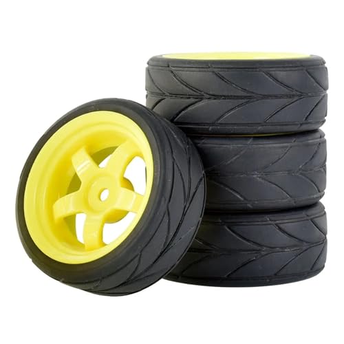 VBNYBA Reifen Kunststoff Räder Kompatibel Mit HSP Für HPI 6030-6081 1:10 On-Road Car Racing 4-teiliges RC-Gummireifen- Und Kunststoffrad(Yellow) von VBNYBA