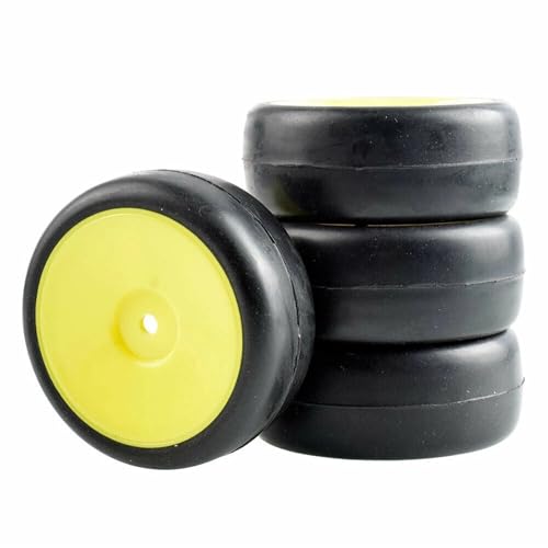 VBNYBA Reifen Kunststoff Räder Kompatibel Mit HSP Für HPI RC 9071-6018 1/10 1:10 Tourenwagen Slick Racing Reifen & Radsätze(Yellow) von VBNYBA