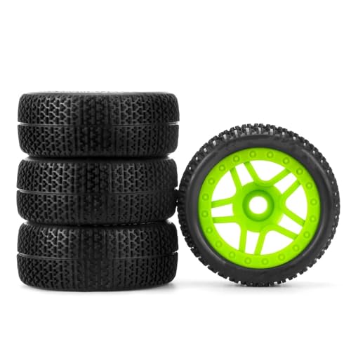 VBNYBA Reifen Kunststoff Räder Kompatibel Mit LT18094 RC-Automodellfahrzeug, Offroad-Spannungsbuggy 1/7 1/8 1/10, 17 Mm Adapter, Reifenzubehör, 4 Stück Reifen(Green) von VBNYBA