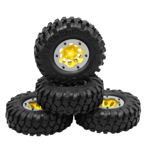VBNYBA Reifen Kunststoff Räder Kompatibel Mit SCX10 RC Fernsteuerungsmodellauto Kletterreifen Simulierter Kiesreifen 1,9-Zoll-Reifen 108-mm-Rad 12-mm-Sechskantnabe(Silver) von VBNYBA