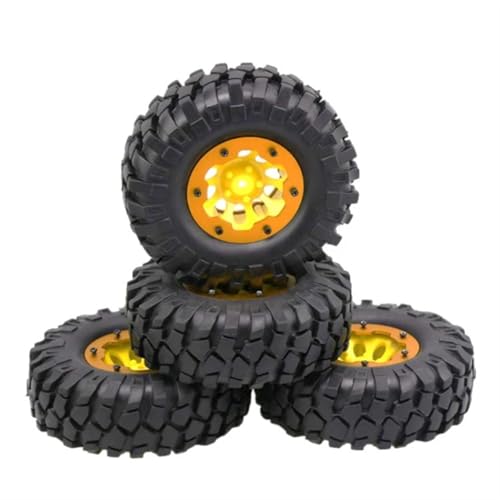 VBNYBA Reifen Kunststoff Räder Kompatibel Mit SCX10 RC Fernsteuerungsmodellauto Kletterreifen Simulierter Kiesreifen 1,9-Zoll-Reifen 108-mm-Rad 12-mm-Sechskantnabe(Yellow) von VBNYBA