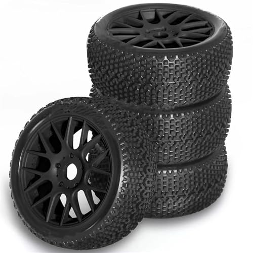 VBNYBA Reifen Kunststoff Räder Kompatibel Mit Tekno Für MP10 Für FSR Für Mugen Für X8R Autoreifen Zubehör 1/8 RS Fernbedienung Geländewagenreifen 4 Stück(Black) von VBNYBA