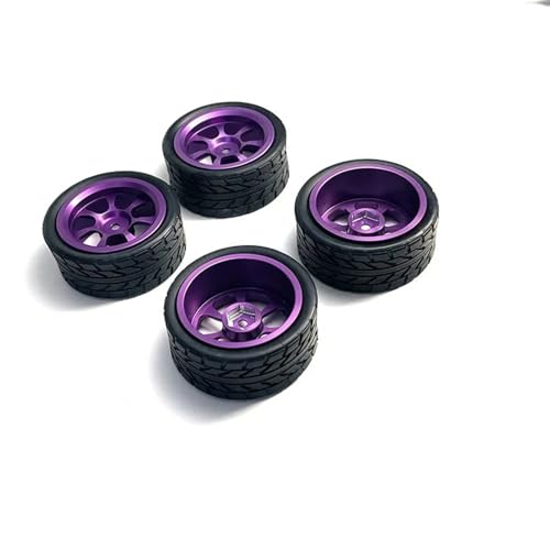 VBNYBA Reifen Kunststoff Räder Kompatibel Mit WLToys 124016 124017 124018 124019 144001 A959 1:12 1:14 1:18 RC-Autozubehör Und Anderen Upgrade-Rädern Aus Metall(Purple) von VBNYBA