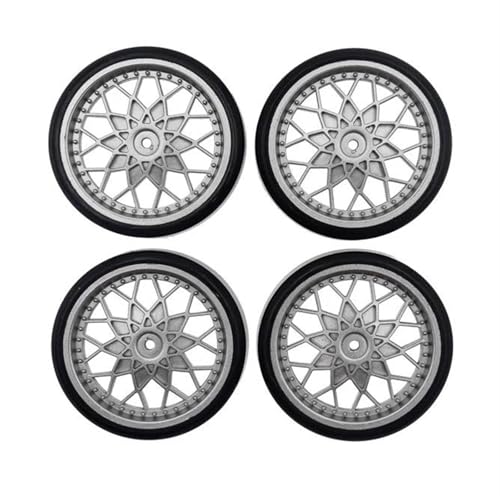 VBNYBA Reifen Kunststoff Räder Kompatibel Mit WPL Für D12 Für D42 RC Truck Modifikationsteile Kinderspielzeug Gummi-Driftreifen Glatze Reifen Radnaben-Kits(White) von VBNYBA