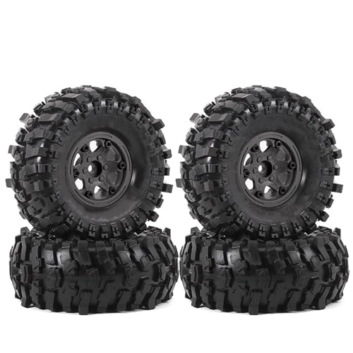 VBNYBA Reifen Kunststoff Räder Kompatibel Mit YIKONG Für AXIAL Für RGT Für SCX10 Für R155 Für RS Für RED Für Spider 1/10 1,9-Zoll-Fernbedienungs-Crawler-Reifen-Autoreifen(Black) von VBNYBA