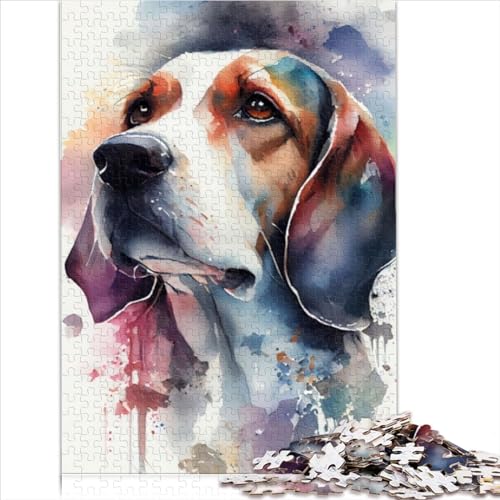 Beagle Aquarell Puzzle 1000 Teile für Erwachsene Puzzle für Teenager Puzzle Lernspiele Geschenk für Geburtstag Weihnachten 1000 Stück (75 x 50 cm) von VCHICS