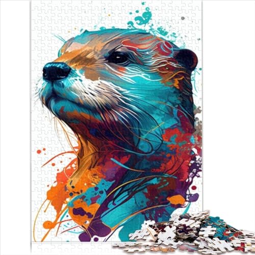 Puzzle 1000 Teile Otter Pop Art Tierpuzzles für Erwachsene Puzzle Holzpuzzles Anspruchsvolles Spiel 1000 Teile (75x50cm) von VCHICS