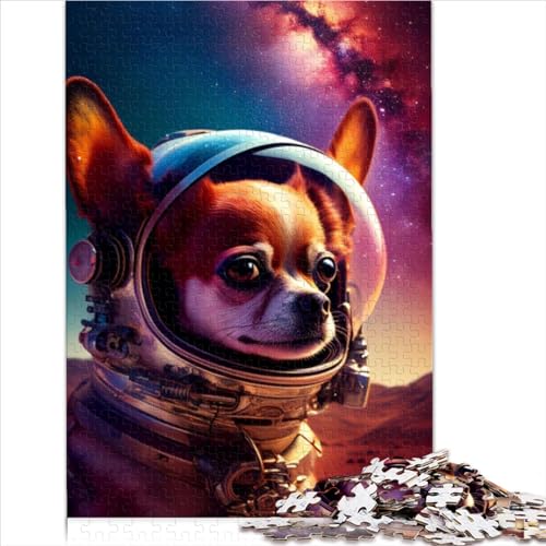 Puzzles 500 Teile Weltraum Chihuahua Puzzles für Erwachsene kreative Puzzles aus Holz Puzzles für Teenager Geschenke 500 Stück (52 x 38 cm) von VCHICS