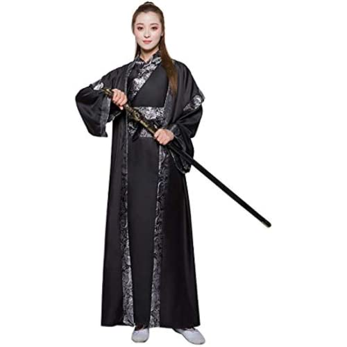 VDCVADKYE Chinesisches Hanfu-Kleid, Alte Chinesische Schwertkämpfer Kostüm Erwachsene Traditionelle Hanfu Cosplay Outfit(Black,Large) von VDCVADKYE