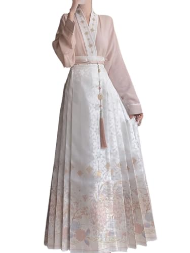 VDCVADKYE Chinesisches Hanfu-Kleid, Chinesischer Stil Chinesischer Stil Ming-Stil Hanfu Herbst und Winter High-End-Pferdegesichtsrock-Set(Medium) von VDCVADKYE