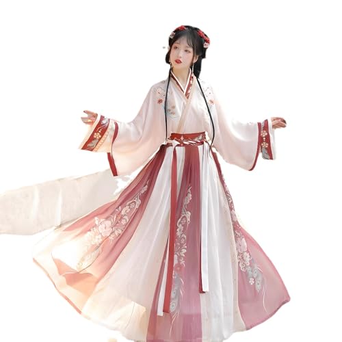 VDCVADKYE Chinesisches Hanfu-Kleid, Hanfu Chinesischen Stil Taille Länge Antike Kostüm Leistung Antiken Stil Herbst(Red,Medium) von VDCVADKYE