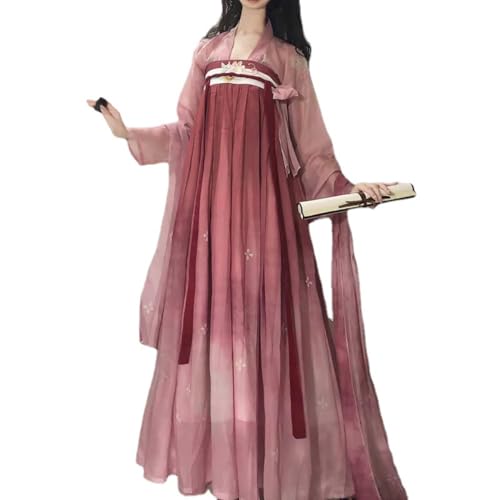 VDCVADKYE Chinesisches Hanfu-Kleid, Hanfu Damen Tang Made Ru Rock Set, Feenhafter Frühlings- und Sommerstil(Pink,Large) von VDCVADKYE