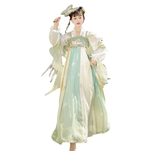 VDCVADKYE Chinesisches Hanfu-Kleid, Hanfu Female Tang Stickerei mit Han-Elementen for den täglichen Frühlings- und Sommerstil(Green,Large) von VDCVADKYE