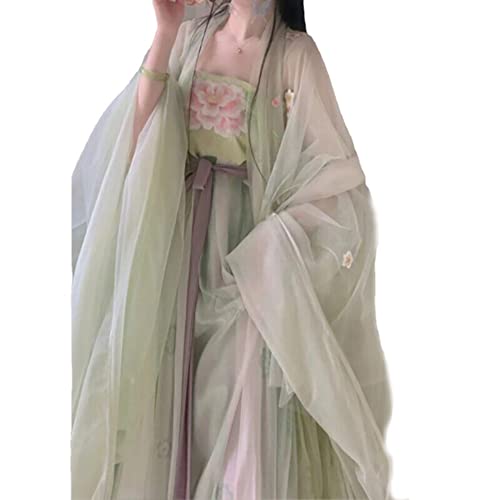 VDCVADKYE Chinesisches Hanfu-Kleid, Hanfu-Kleid for Damen, altes chinesisches traditionelles Hanfu-Set, weibliches Cosplay-Kostüm(Green,Large) von VDCVADKYE