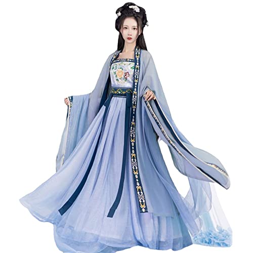 VDCVADKYE Chinesisches Hanfu-Kleid, Hanfu-Kleid for Damen, altes traditionelles chinesisches Hanfu-Set, weibliches Kostüm for Damen(Blue,Medium) von VDCVADKYE