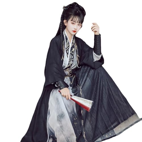 VDCVADKYE Chinesisches Hanfu-Kleid, Hanfu im chinesischen Stil, Tintenwäsche for Männer und Frauen, cool, vielseitig einsetzbar, for den täglichen Gebrauch (XL, X-Large, Alpha) Schwarz(X Large) von VDCVADKYE