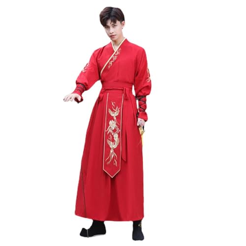 VDCVADKYE Chinesisches Hanfu-Kleid, Schwarz Wei Jin Hanfu männer Set Antike Stil männer Hanfu Hohe-qualität(Red,3X Large) von VDCVADKYE