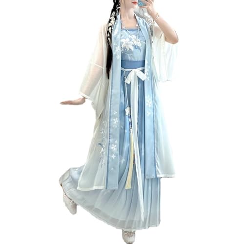 VDCVADKYE Chinesisches Hanfu-Kleid, Song Style Hanfu Damen Taillenlanger Faltenrock Bestickte Frühlings- und Sommerstile(Medium) von VDCVADKYE