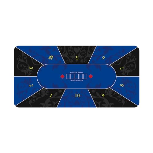 Foldable Poker Pad, Tragbare Pokertischmatte for 10 Spieler, Faltbare Texas Hold'em-Pokermatte aus Schaumstoff for Tische, rutschfeste Pokertischmatte(Blue,L) von VDCVADKYE