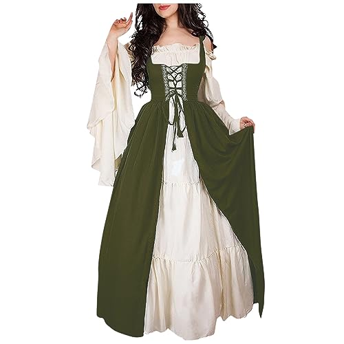 Halloween Kostüm Frauen Vintage Clothes Clown Kostüm Damen Halloween Damen Halloween Kleider Faschingskostüme Damen Gothic Kleid Damen Schwarzes Kleid Halloween Horror Kostüm (Army Green,Small/Medium) von VDDTAGAM