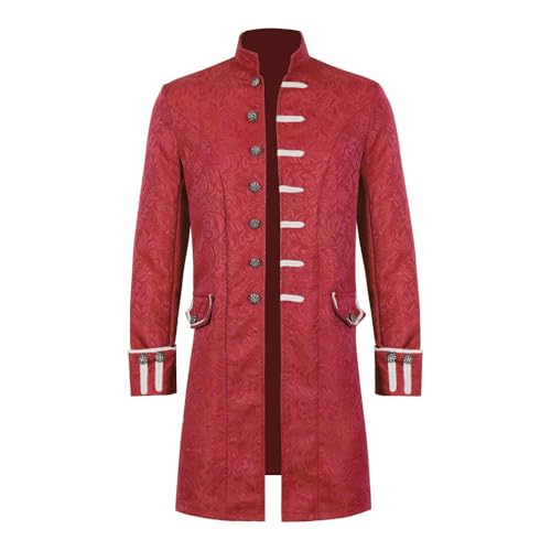 VDDTAGAM Halloween Costume Men Halloween Kostüm Herren 4Xl Gehrock Herren Halloween Costume Halloween Kostüme Für Männer Karneval Kostüm Herren Viktorianisches Kostüm Herren Halloween (red,4XL) von VDDTAGAM