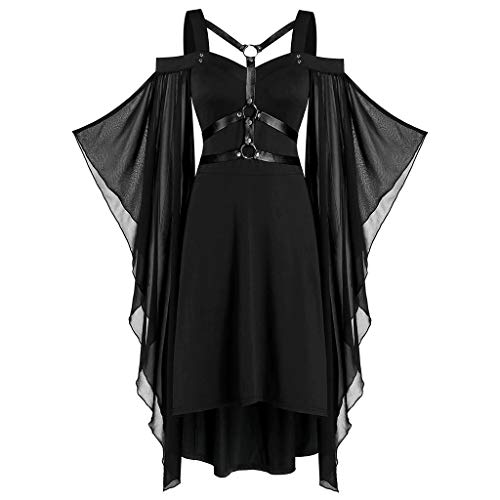 VDDTAGAM Kleid Schwarz Halloween Vampire Kostüm Damen Halloween Damen Halloween Dress Halloween Kostüm Damen Große Größen Witch Costume Women Vintage Clothes Halloween Kostüme Damen Ha(Black,XXL) von VDDTAGAM