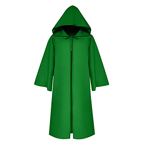 VDDTAGAM Umhang Mit Kapuze Halloween Kostüm Erwachsene Jedi Robe Kostüm Halloween Ghostface Kostüm Halloween Kostüm Männer Halloween Costume Men Schwarzer Umhang Witch Costume Women Ha(Green,S) von VDDTAGAM