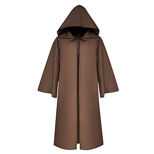 VDDTAGAM Umhang Schwarz Scream Kostüm Roter Umhang Mit Kapuze Halloween Kostüm Hexe Halloween Herren Kostüm Ghostface Kostüm Halloween Umhang Umhang Schwarz Jedi Robe Umhang Halloween (Coffee,M) von VDDTAGAM