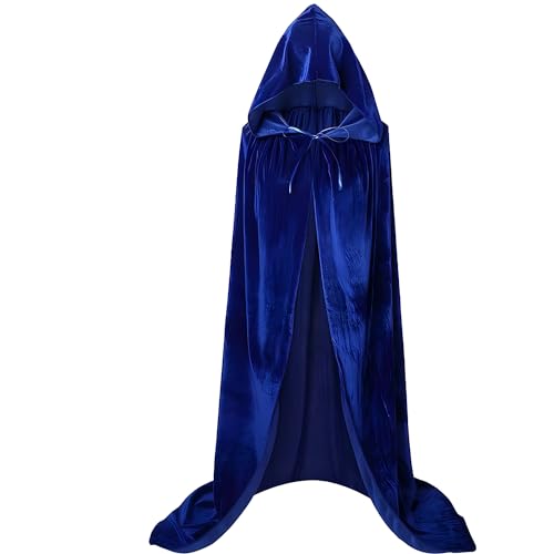 VDDTAGAM Vampir Kostüm Herren Halloween Umhang Damen Schwarzer Umhang Mit Kapuze Halloween Männer Horror Kostüm Herren Halloweenkostüm Halloweenkostüm Vampir Kostüm Herren Halloween Ko(Blue,S) von VDDTAGAM