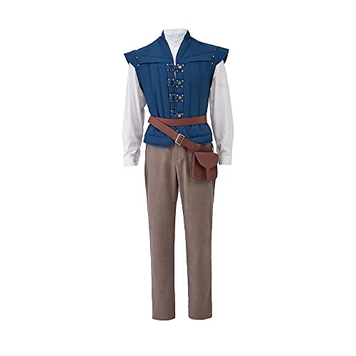 VEECOOCOS Flynn Rider Cosplay Kostüm Herren Halloween Outfit Weste Hemd Hose Full Set-S von VEECOOCOS