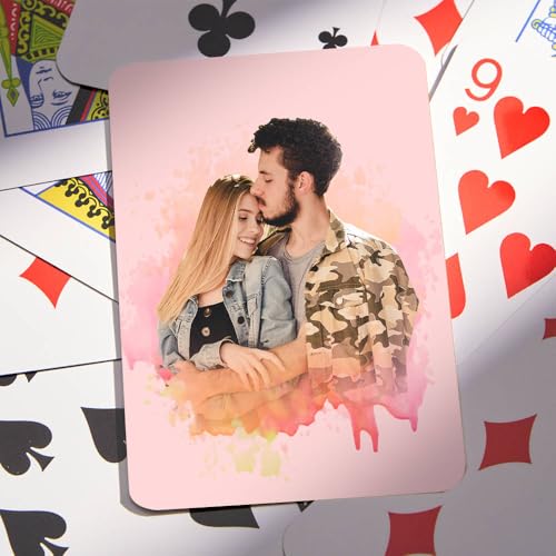 VEELU Personalisierte Pokerkarten mit Foto, Personalisiertes Deck Wasserdicht Spielkarten mit Foto, Personalisierte Geschenke für Hochzeiten, Jubiläen, Partys mit Erwachsene Familie Liebhaber von VEELU