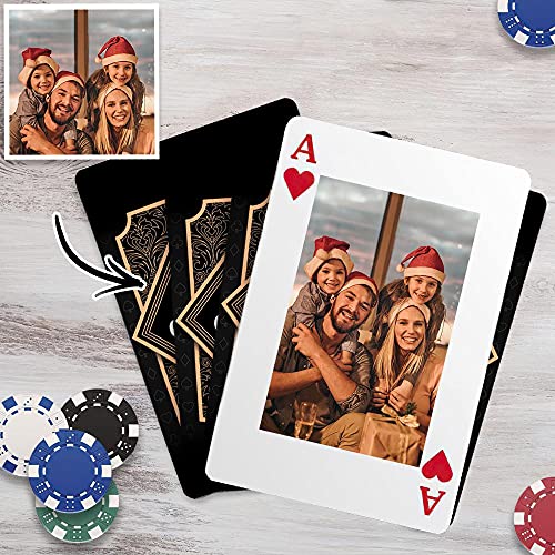 VEELU Personalisierte Pokerkarten mit Foto & Text Anzahl Plastik Wasserdicht Spielkarten mit Bedrucken Bild Kartenspiel mit Erwachsene Familie Freund Kinder Casino von VEELU