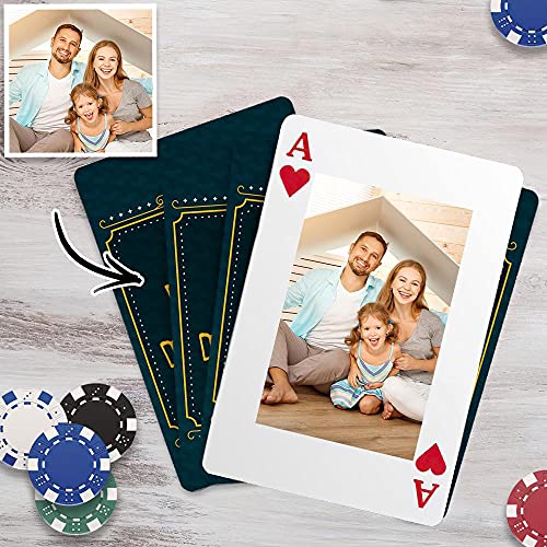 VEELU Personalisierte Pokerkarten mit Foto & Text Anzahl Plastik Wasserdicht Spielkarten mit Bedrucken Bild Kartenspiel mit Erwachsene Familie Freund Kinder Casino von VEELU