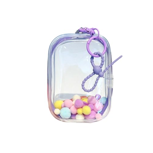 VEGAWIWI Clear Doll Display Case Keychain, 7 Inches Long Oval OB11 Doll Mini Figures, Portable Doll Storage Case Hanging Bag with Double Zipper for Labubu and Plushies (Square Box-Lila 13cm) von VEGAWIWI