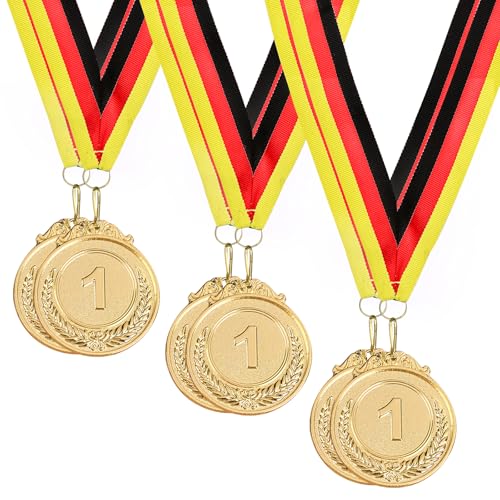 VEGCOO 6 Stück Medaillen，Medaillen Gold Medaille 5.2cm Für Teenager, Marathon Medaillen Fussball Kinder Für Sport Kindergarten Wettkämpfe Preise (Gold) von VEGCOO