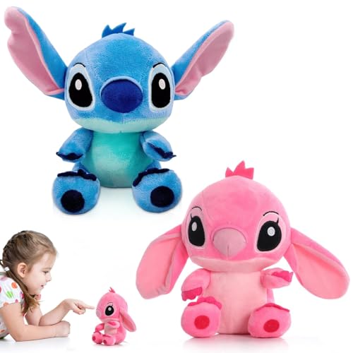 2PCS Lilo und Stitch Kuscheltier, 20 cm Stitch Plüschtier, Stitch Kuscheltier blau, Stitch Soft Toys Rosa, Stitch Plüsch Kuscheltier, Kindergeschenke für Jungen und Mädchen von VELEEZE