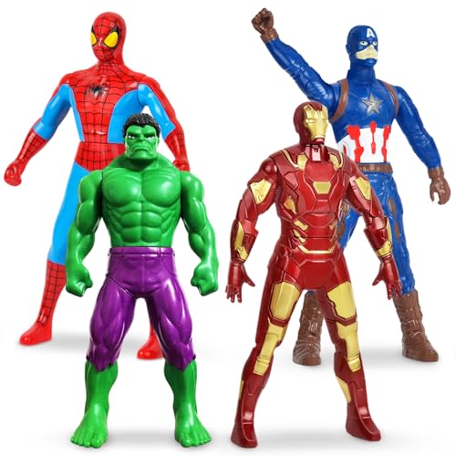 4 PCS Anime Statue beliebte Model Actionfigur PVC Doll, 18 cm Avengers Figure, Hulk, Spider, Iron Man und Captain America, Charakter Modell Spielzeugsammlungen Kindergeschenke von VELEEZE