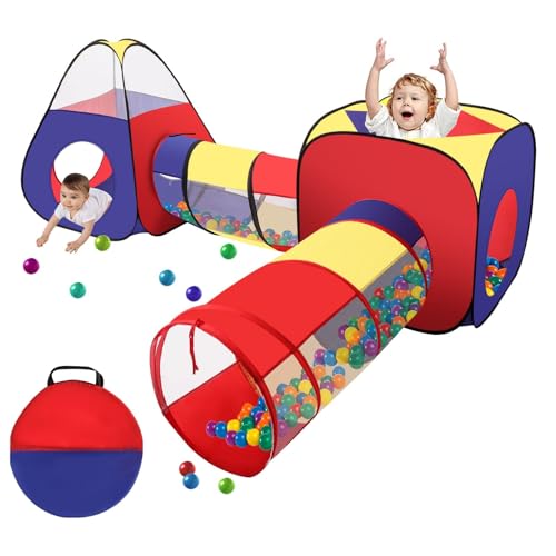 3 In 1 Spielzelt Tunnel,Pop Up Zelte Faltbar Baby Ball Pit Kriechtunnel Indoor Outdoor Garten Spiel Mädchen Jungen Kinder Geschenke von VELGXVYF