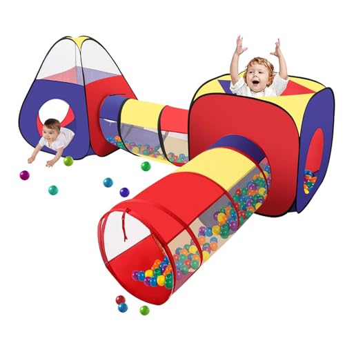 Kinderspielzelte, Pop-up-Zelte, 3-in-1-Zelte, Spielhäuser, Krabbeltunnel, Bällebäder, Indoor-Outdoor-Spielplätze Für Jungen Und Mädchen, Babys Und Kleinkinder, Kinderzelte von VELGXVYF