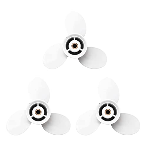 VENEKA 3X Schiffs Motor Außen Border Propeller 3 Blatt Drehflügel 683-45941-00-El 9 1/4 x 12 für 9,9-15 Ps Aluminium 8 Keilver Zahnungs Durchmesser 235 mm Weiß 3 von VENEKA