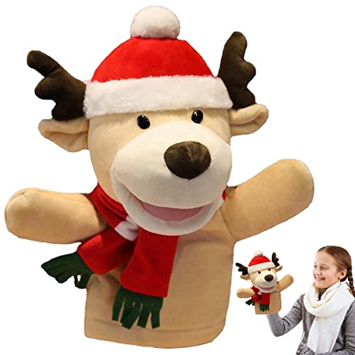 Weihnachtspuppenspielzeug für Weihnachten - Santa Schneemänner Elch Handpuppe mit offenem beweglichen Mund - Fantasievolles Pretend Toys Geschenk für Weihnachten, Neujahr, von VENTDOUCE